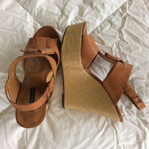 Calvin Klein Jeans brand cognac platform sandals